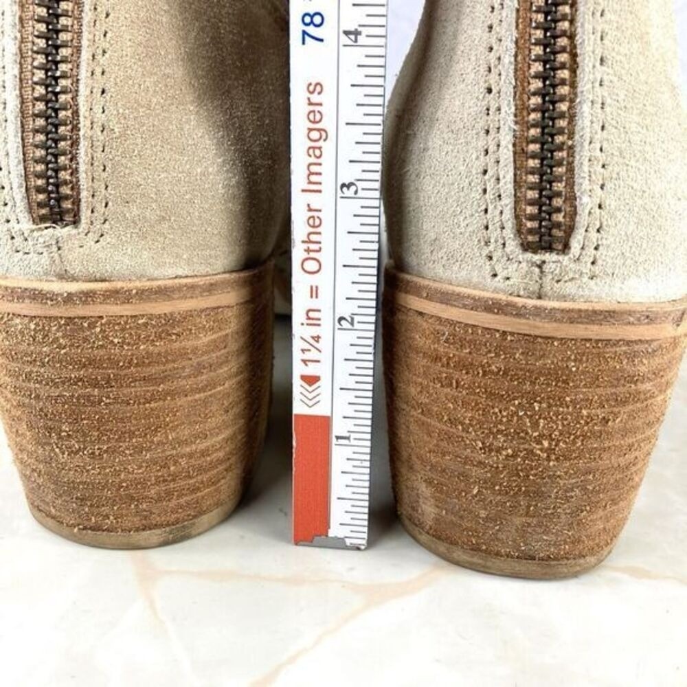 Matisse Brooklyn Peep Toe Ankle Bootie Women 7.5 Tan Studded Suede Boho Comfort - Picture 12 of 13